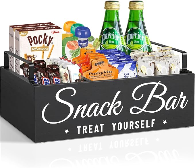 Snack Organizer for Countertop, Wood Pantry Storage Bins by Unistyle