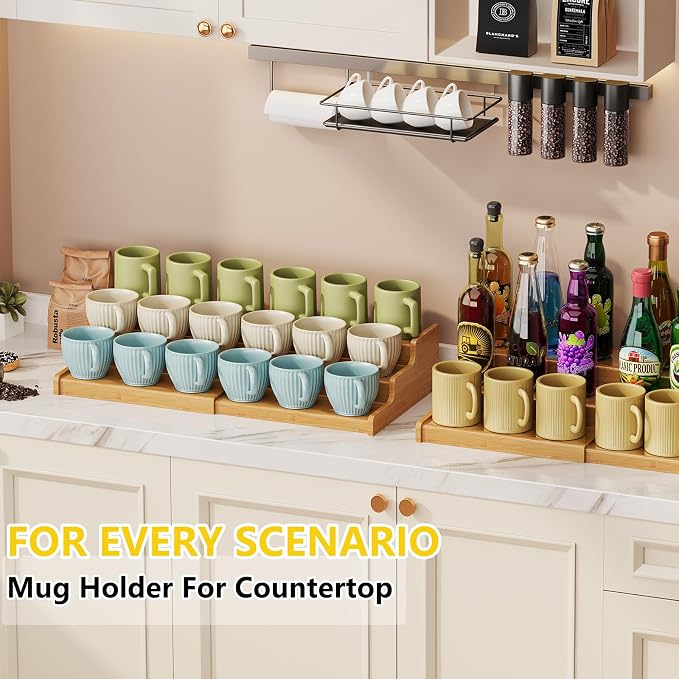 Hongtamoya 3-Tier Expandable Bamboo Mug Holder - Image 7