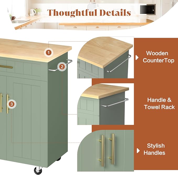 JY QAQA 26" Kitchen Island on Wheels - Image 4