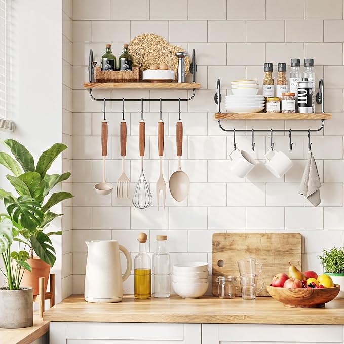 Olakee Floating Wall Shelves for Kitchen Bathroom Coffee Nook - Image 8