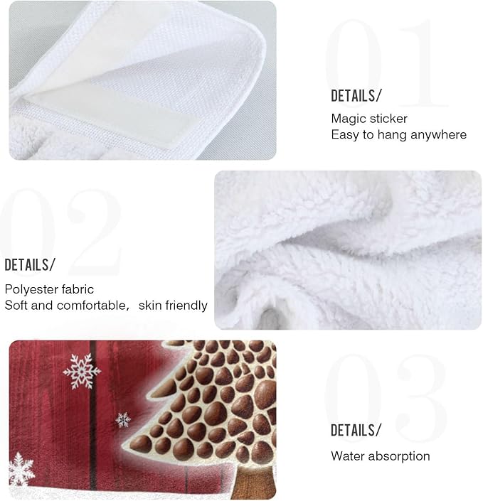 Christmas Snowflakes Tree Kitchen Hanging Towel Snow Coffe Tree Hand Fingertip - Image 4