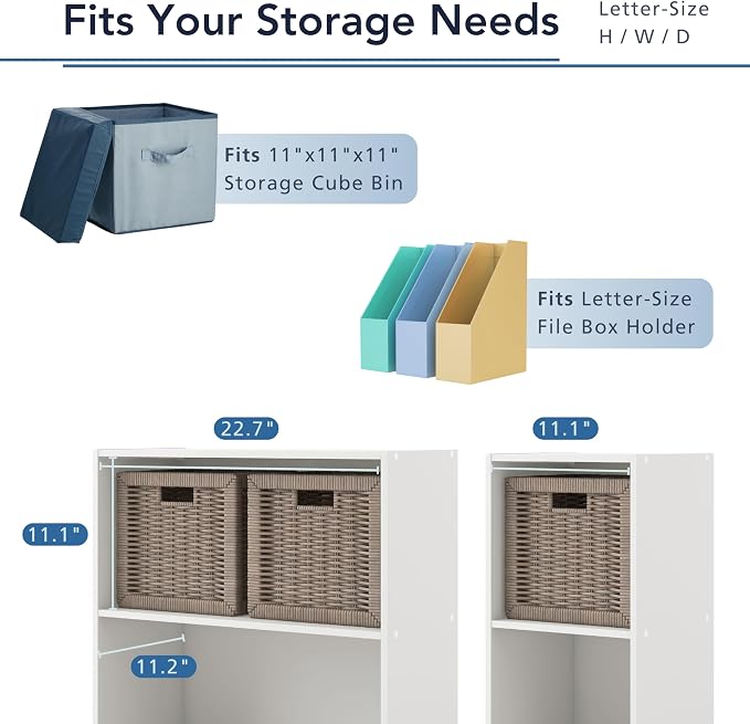 Homes: Inside + Out Apexa 3-Tier Cube Storage Organizer Shelves, Stackable Wood - Image 4