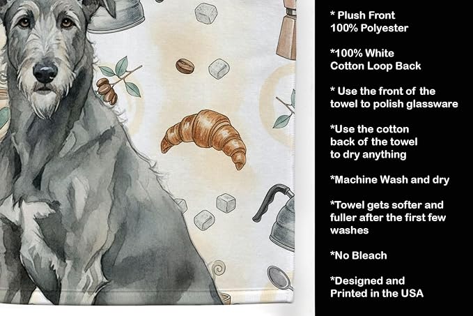 Caroline's Treasures Gray Irish Wolfhound Coffee Bar Kitchen Towel Velour Plush - Image 4