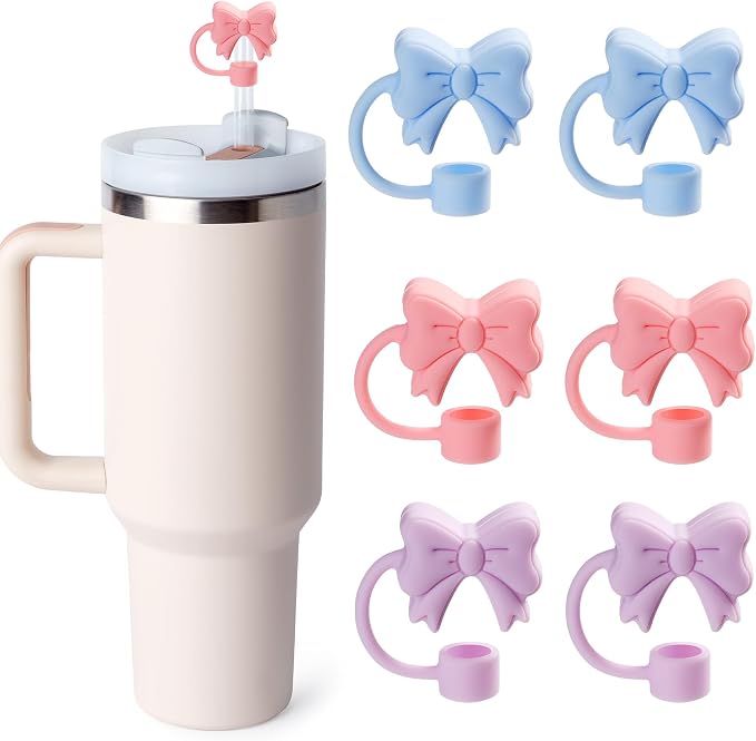 6PCS Bow Straw Toppers, Cute Straws Covers by WelcometoLinmaya