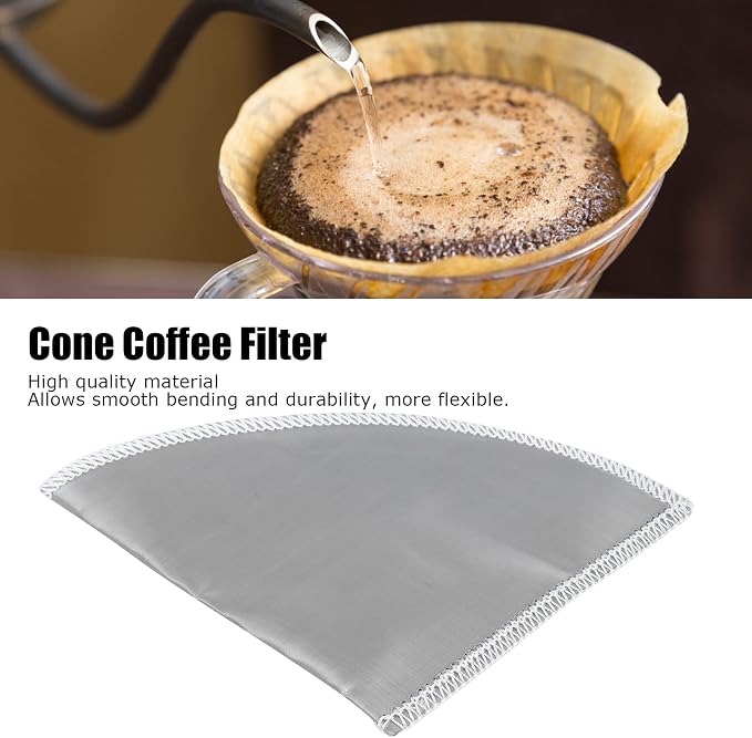 Reusable Pour Over Coffee Filter Stainless Steel Mesh Cone Filter 1‑2 Cup - Image 4