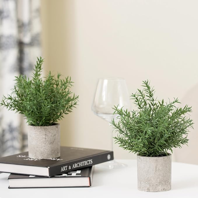 Coferset 2 Pack Small Fake Plants Rosemary Potted Artificial Plants - Image 8