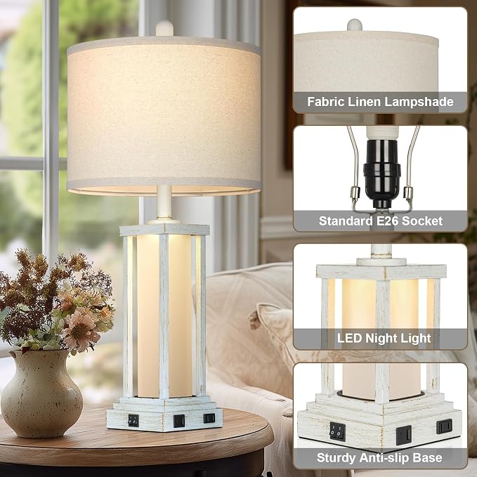 Cinkeda 27" Tall Vintage Table Lamp Set of 2 - Image 7
