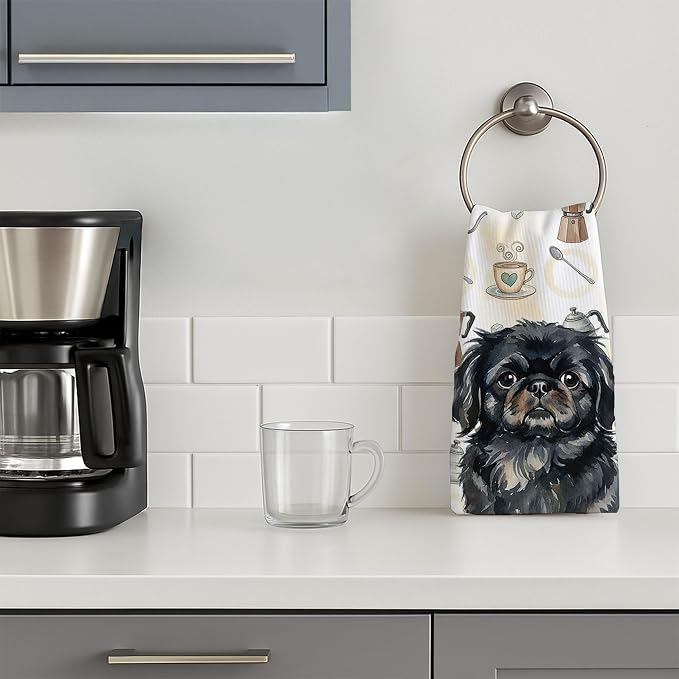 Caroline's Treasures Black Pekingese Coffee Bar Kitchen Towel Velour Plush - Image 3