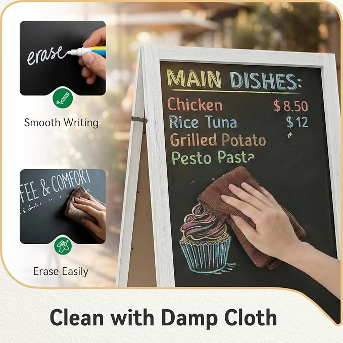 TEAKMAMA Extra Large Wooden 40x22 Chalkboard, Double-Sided Sidewalk A Frame - Image 4