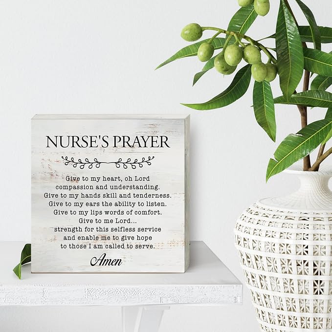 Nurse's Prayer Wood Box Sign Home Decor Rustic Nurse Wooden Box Sign Block - Image 4