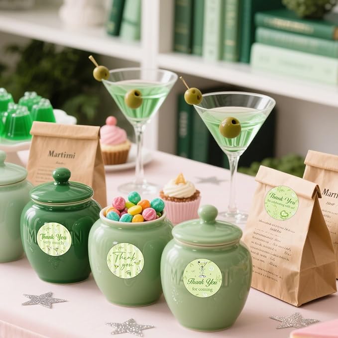Serencatcher 80pcs Green Martini Thank You Stickers, Martini Theme Party Favors - Image 5