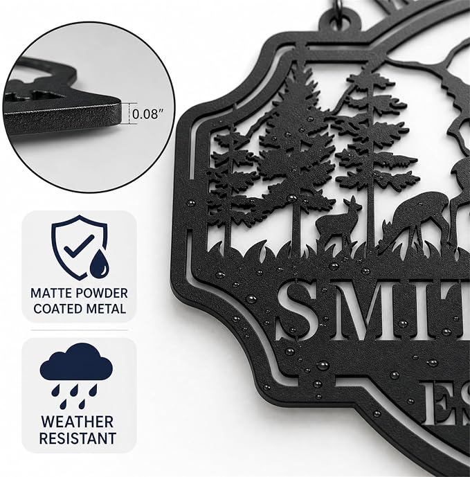 Personalized Deer Hunting Metal Cabin Sign, Custom Outdoor Hunting Decor - Image 5