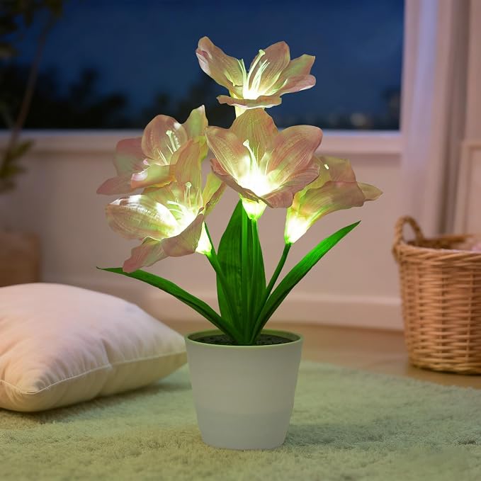 Artificial Pink Lily Flower Lamp, LED Light - Image 5