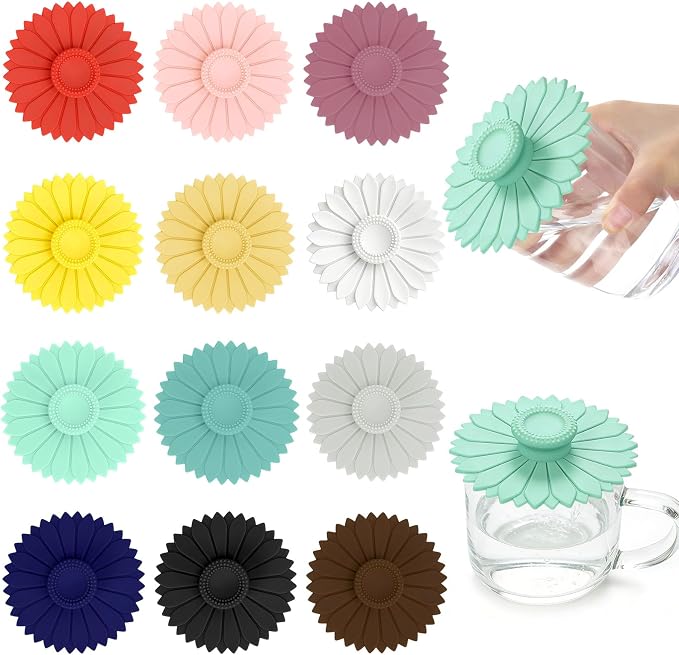 12 Pcs Silicone Cup Cover Lids, 4.3 In Drink Covers by Unknown
