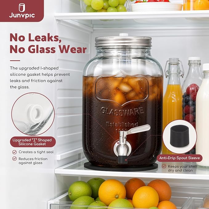JunVpic Cold Brew Coffee Maker – 128oz / 1 Gallon Wide Mouth, Leakproof - Image 3