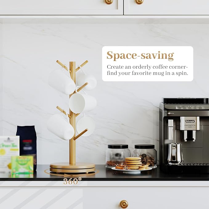 Mug Holder Tree, 360° Rotating Coffee Cup Rack - Image 6