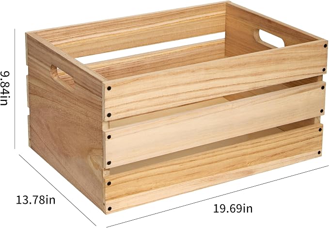 20" L Oversize Wooden Crates For Storage, Wood Milk Crates Of Farmhouse Log - Image 2