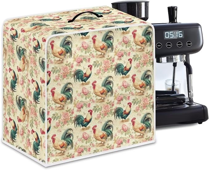 Rooster Rose Coffee Maker Covers Coffee Dust Cover by Unknown