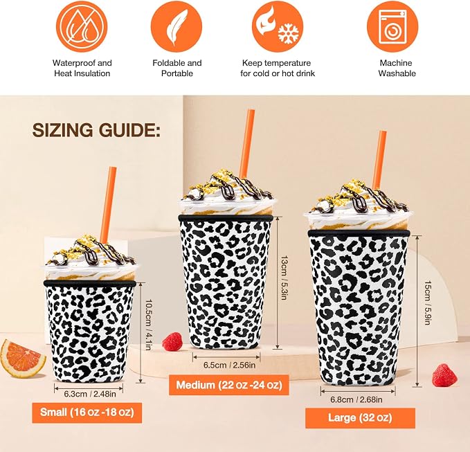 Iced Coffee Cup Sleeve for Large Sized Cups, Reusable Neoprene Iced Coffee Cup - Image 2
