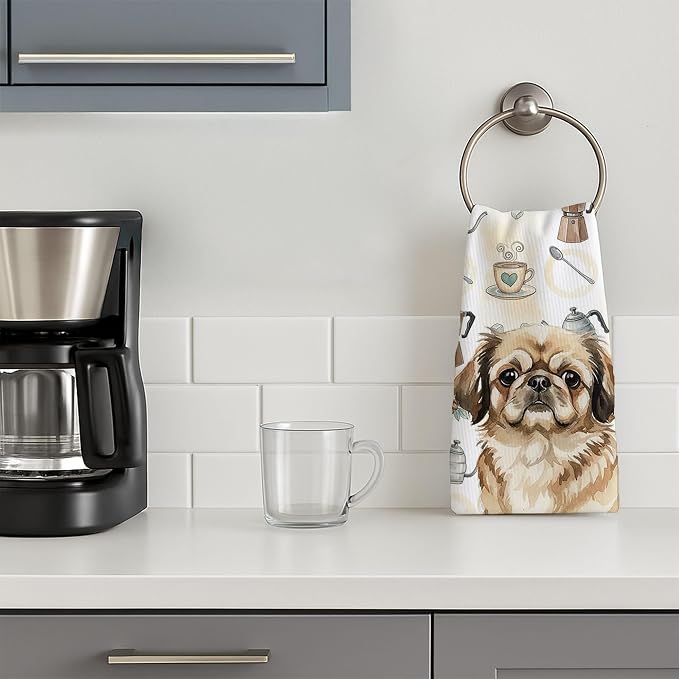 Caroline's Treasures Sable Pekingese Coffee Bar Kitchen Towel Velour Plush - Image 3