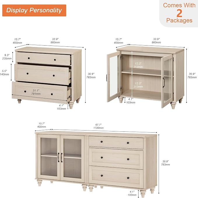 WAMPAT Sideboard Buffet Cabinets - Image 2