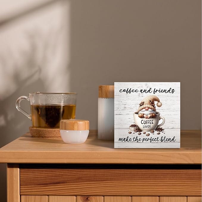 Rustic Coffee Gnomes Wood Box Sign - Image 2