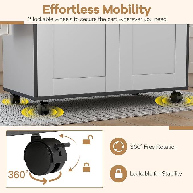 LOKO Kitchen Island Cart with Wheels, Rolling Kitchen Storage Cabinet with - Image 8