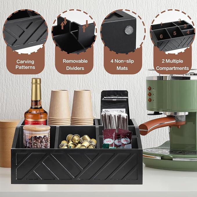 Ukonvi Coffee Pod Holder and Bar Accessories, Wood Station Organizer - Image 6