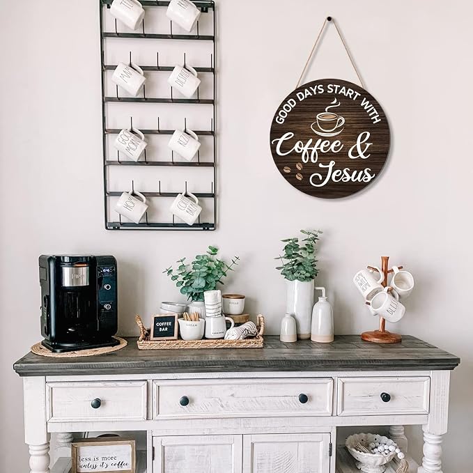 HMASYO Wood Coffee Signs, Good Days Start - Image 4