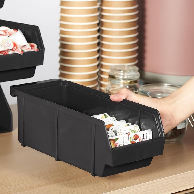 Black Self Serve Condiment Bin Stand Set, Removable Condiment Organizer - Image 5