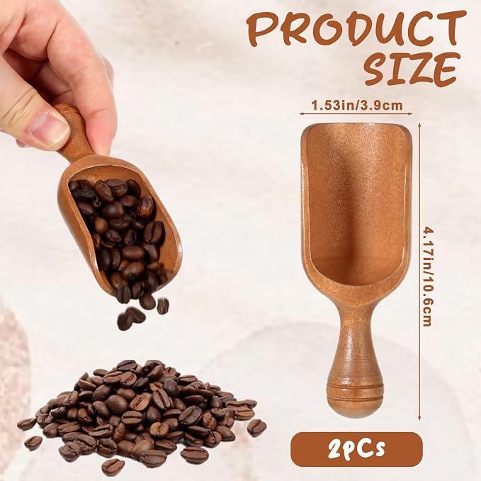 Acacia Mini Wooden Spoons 2Pcs Wooden Coffee Scoops Multipurpose Measuring - Image 2