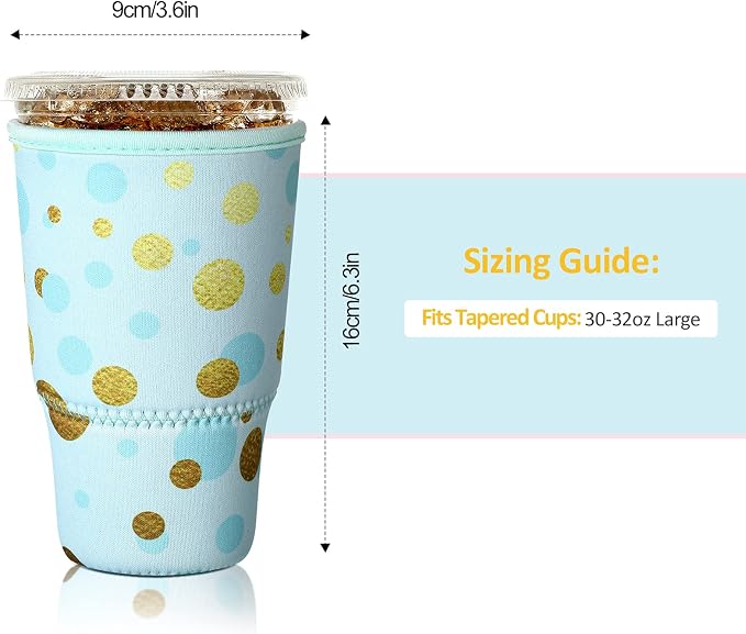 Patelai 4 Pieces Reusable Iced Coffee Sleeve Cup Insulator - Image 3