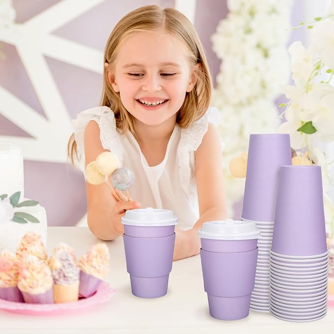 JarThenaAMCS 50 Set Easter Light Purple Disposable Coffee Cups - Image 6