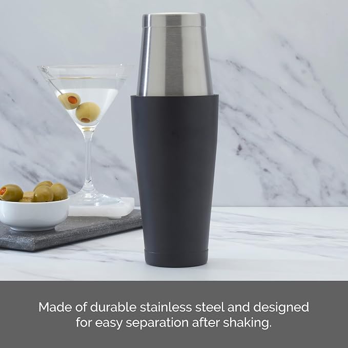 Houdini Boston Cocktail Shaker, 800 ml Two-Piece Stainless Steel and Black - Image 4