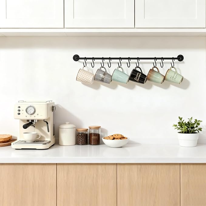 Mkono Mug Holder Wall Mounted Coffee Cup Rack Hanger Modern Metal Wall Rack - Image 4