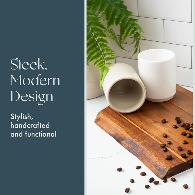 Folk Ceramics Dylan Ceramic Cappuccino Cups Set | Double Walled Ceramic Coffee - Image 3