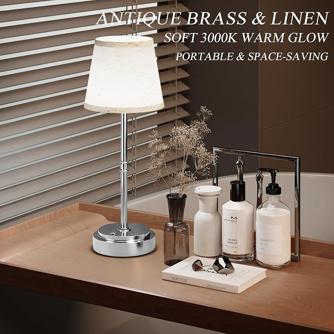 Cordless Table Lamp Rechargeable Silver - Image 7