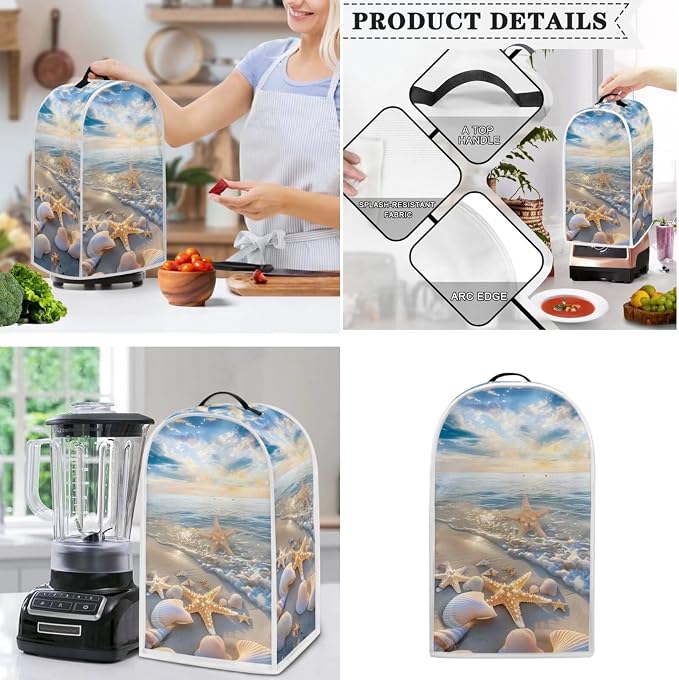 doginthehole Blender Cover and Toaster Cover 4 Slice Aesthetic Seaside Starfish - Image 3