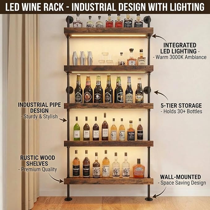 5-Tier Wall Mounted Wine Rack - Image 2