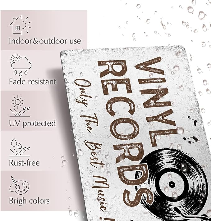 Music Decor Vinyl Records Only The Best Music Metal Signs - Image 3