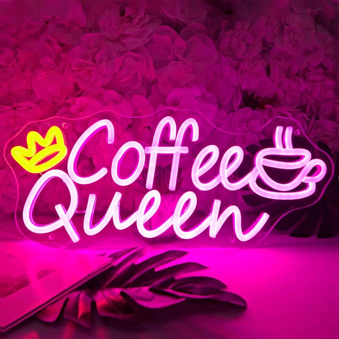 Britrio Coffee Queen Neon Sign for Home Cafe Bar Kitchen Dinning Room Light by Britrio