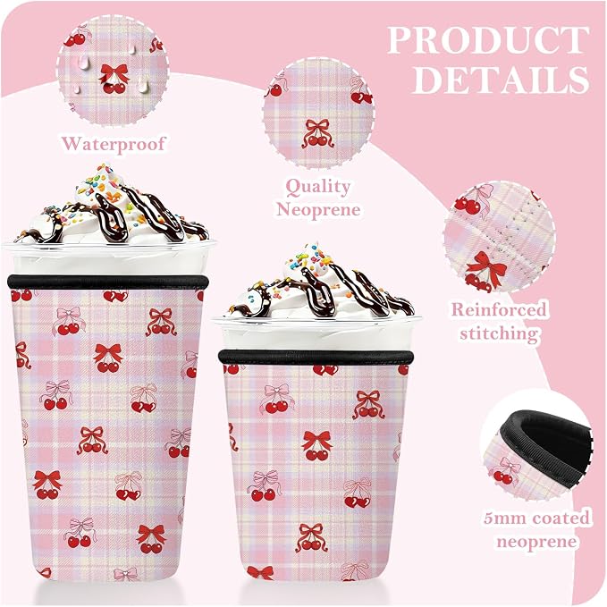 3 Pack Reusable Insulated Neoprene Iced Coffee Cup Sleeve, Durable Drink Sleeve - Image 7