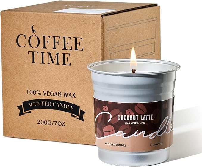 M&SENSE Coconut Latte Scented Candle, Soy Wax 7oz | 42 Hours Long Lasting by MSENSE