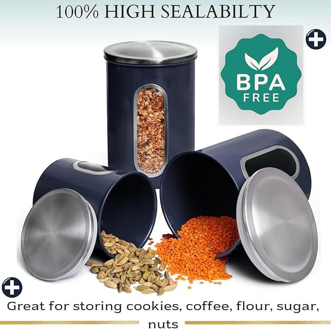 Mixpresso 3-Piece Blue Canisters Sets - Image 3