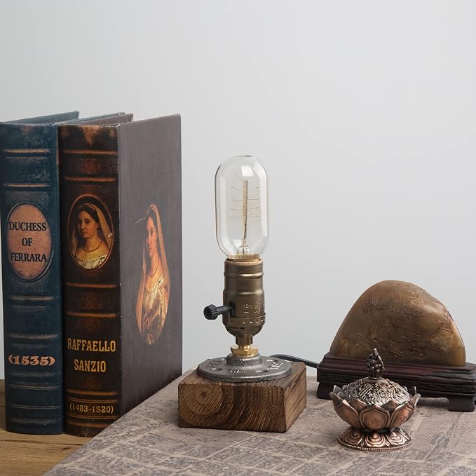 Vintage Table Lamp, Industrial Nightlight Steampunk Desk Lamp - Image 2