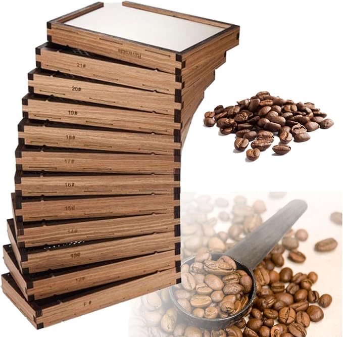 Coffee Bean Grading Sieve with 10 Layers Meshes, Wood Precision Bean Sifter by Unknown