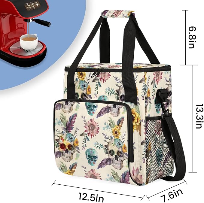 Ethnic Skull Coffee Maker Carring Bag, Large Insulated Storage Organizer Case - Image 2