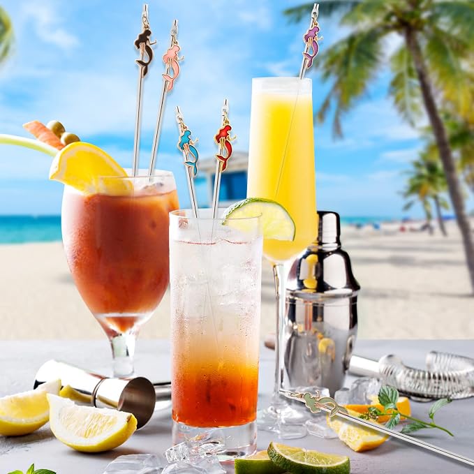 6 Pcs Cocktail Stirrers Swizzle Sticks Stainless Steel 7.5" Coffee Beverage - Image 2