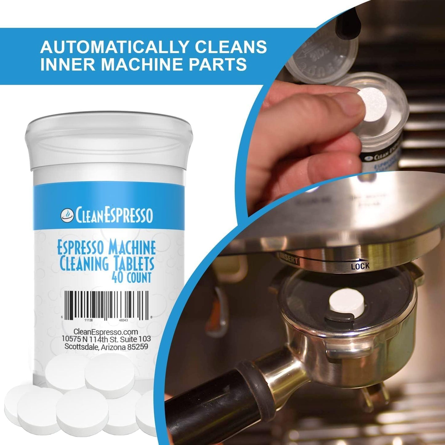 CleanEspresso - Designed For Breville Cleaning Kit - 40 Breville Compatible Cleaning Tablets + 2 Espresso Machine Water Filters + 2-Use Descaler - Espresso Machine Accessories