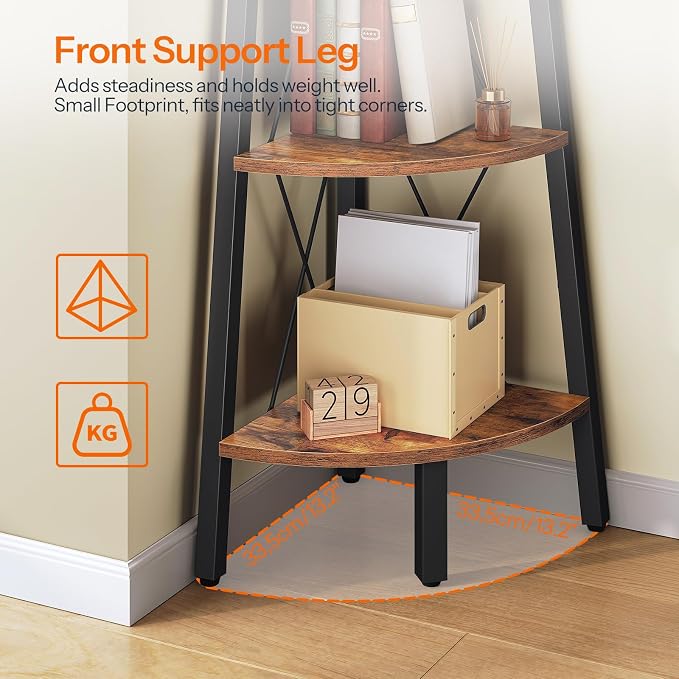 HOOBRO Corner Shelf, 4-Tier Corner Shelf Stand, 53.5" Tall Ladder Bookshelf - Image 7